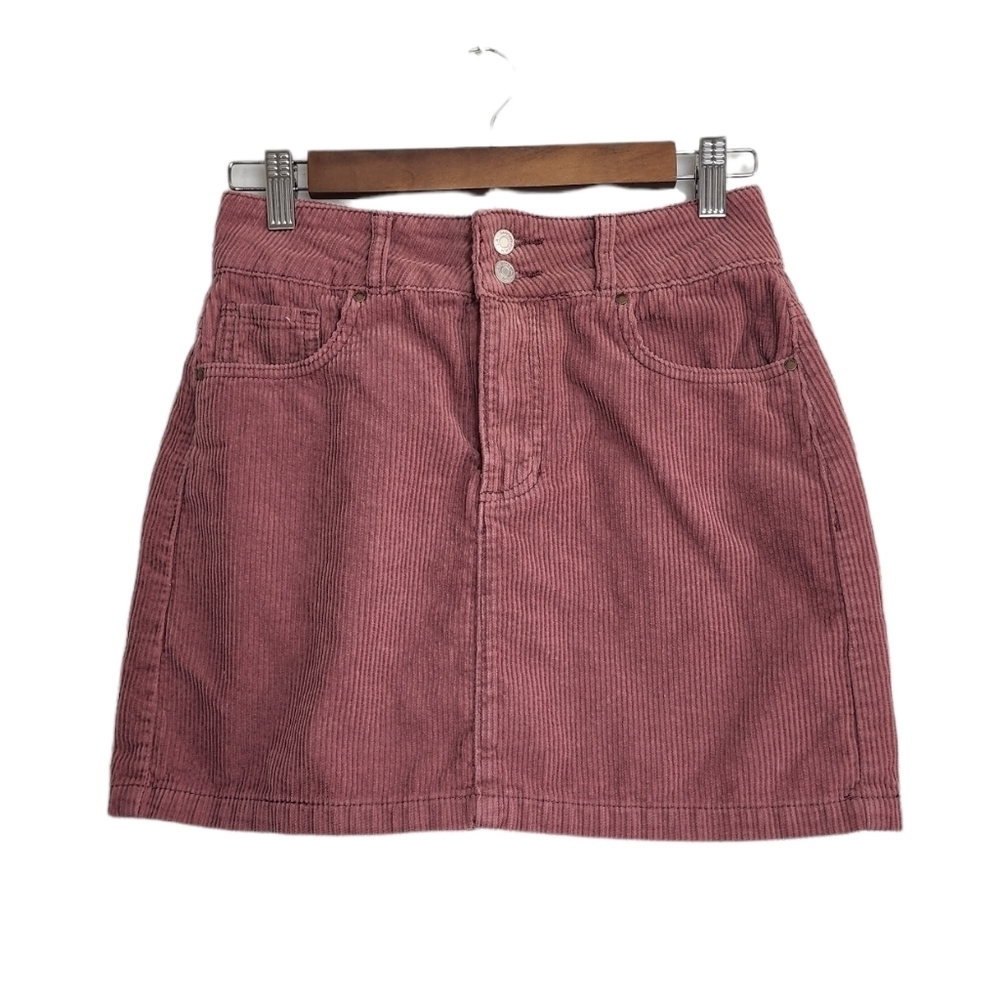 Pacsun Mid - Rise Corduroy Mauve Color Front Pockets Women's Mini Skirt Size 25